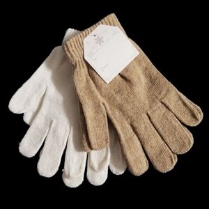 2 Pairs Ladies White and Tan Gloves